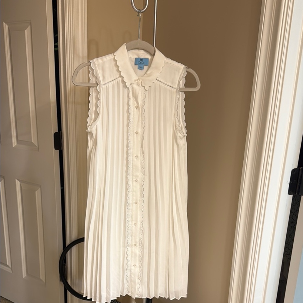 CeCe Ivory Pleated Sleeveless Dress